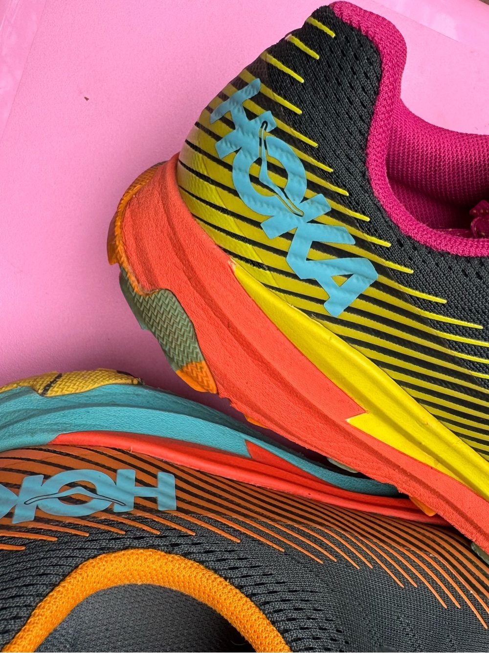 7.5 Hoka Cotopaxi Gray Pink Orange Trail Running Shoes - Picture 3 of 8